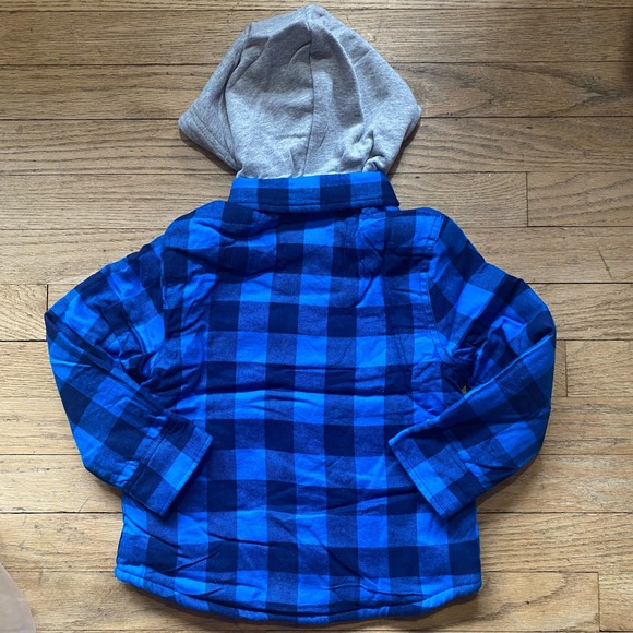 NWT Boden Kids' Hooded Check Fleece Lined Flannel Button-Up Shirt (Sz 2-3Y) - Picture 3 of 8